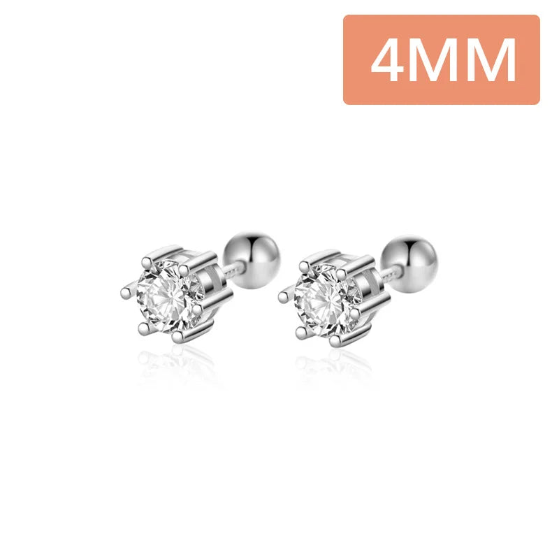 Six Claw Zircon CZ Screw Stud Earrings DS3472