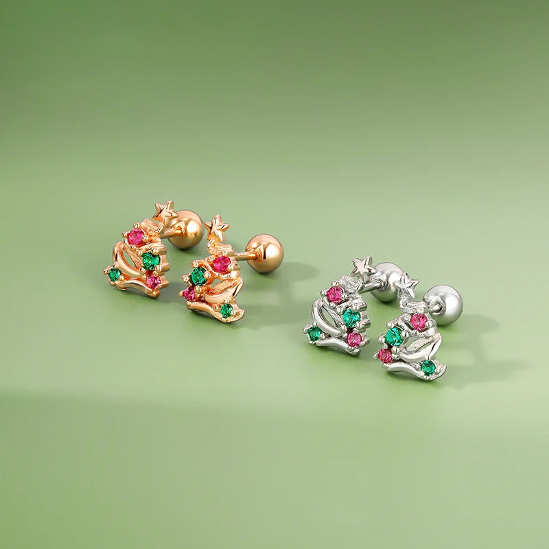 Christmas Tree Screw Stud Earrings DS4616