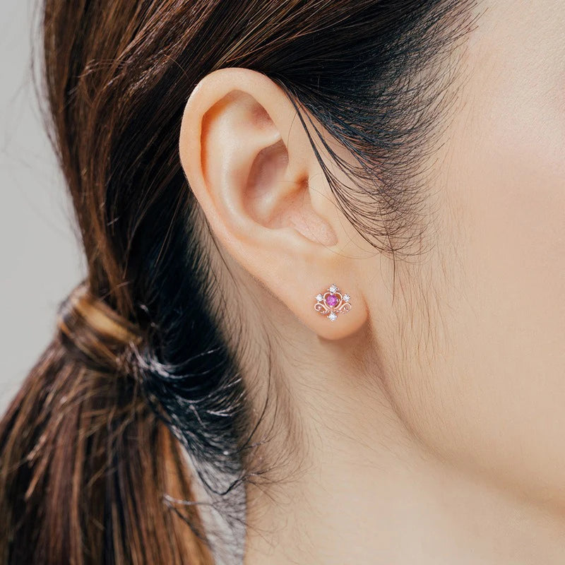 TrustDavis Real 925 Sterling Silver Vintage Crown Zircon Screw Stud Earrings For Women Wedding Trendy Fine Jewelry Gift DS4623