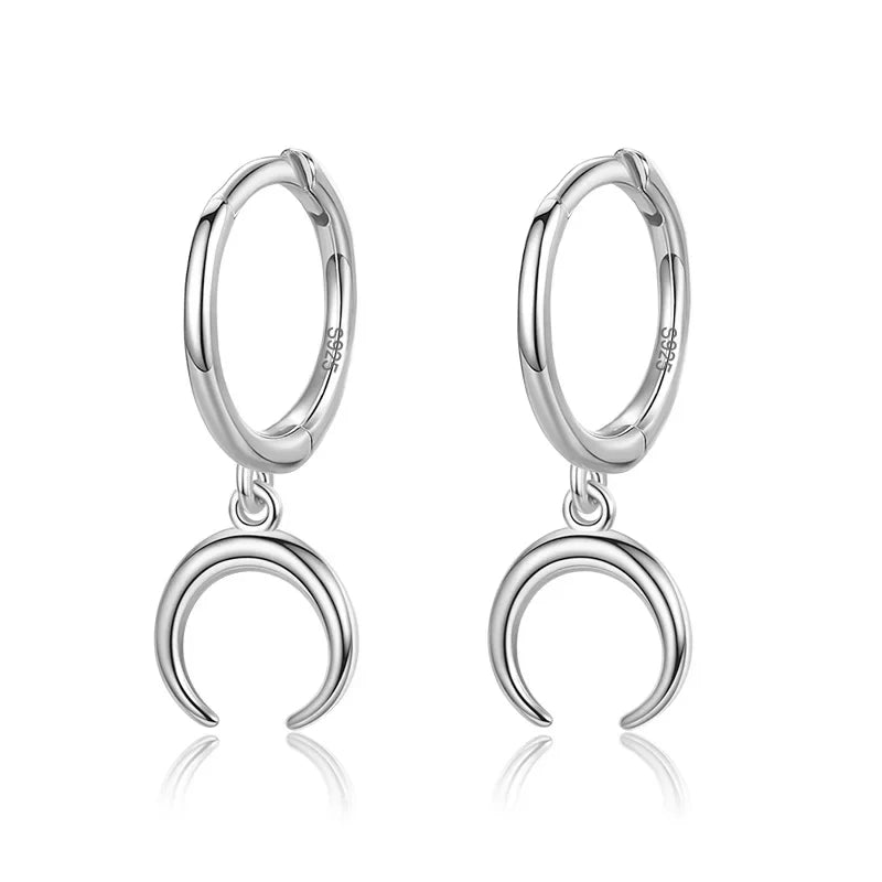 Trustdavis Real 925 Sterling Silve Star Dangle Hoop Earrings for Women Punk Rock Fine Birthday Christmas Presents Jewelry DA491
