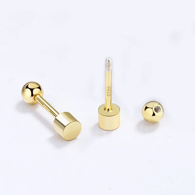 TrustDavis Real 925 Sterling Silver Cylindrical Bead Screw Stud Earrings For Women Valentine's Day Fine S925 Jewelry Gift DA2868