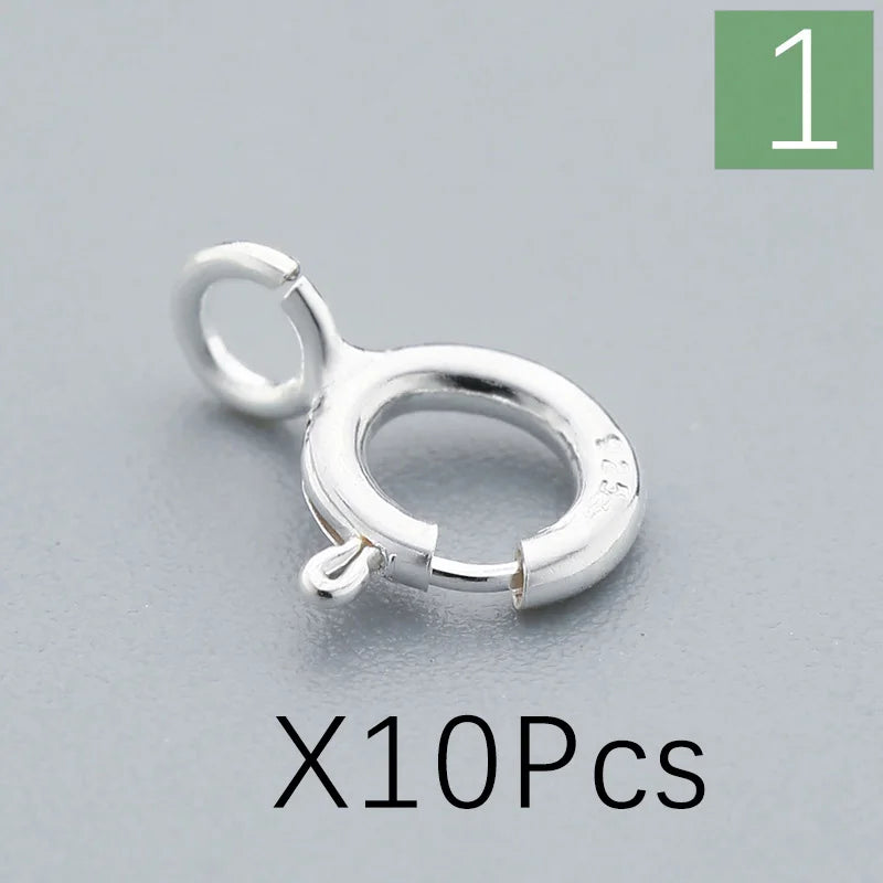 Trustdavis Real 925 Sterling Silver Silver Spring Clasp Bracelet Necklace with Loop Link DIY Manual Accessories Wholesale DZ19