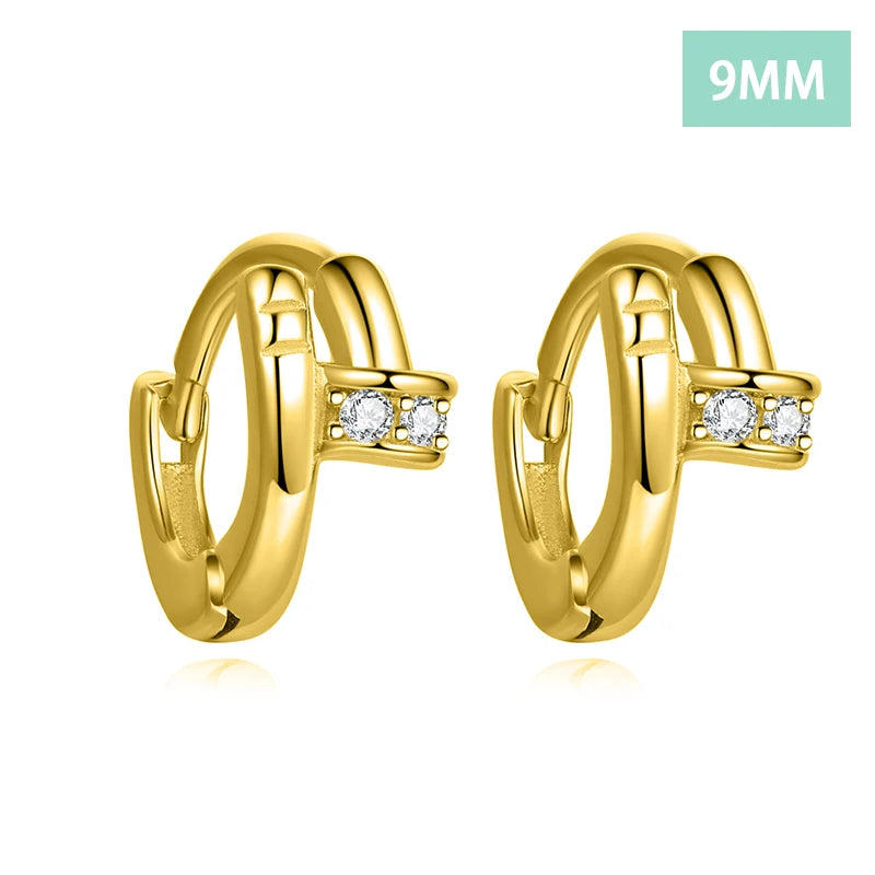 Trustdavis Womens Fashion 100% 925 Sterling Silver Geometric Hoop Earrings Set with Diamonds Anniversary Party DS4098