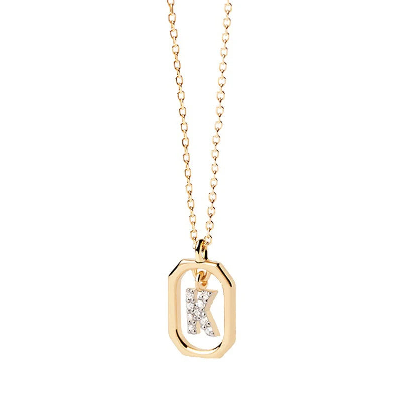 Square Hollow 26 Letter Necklace DS4772