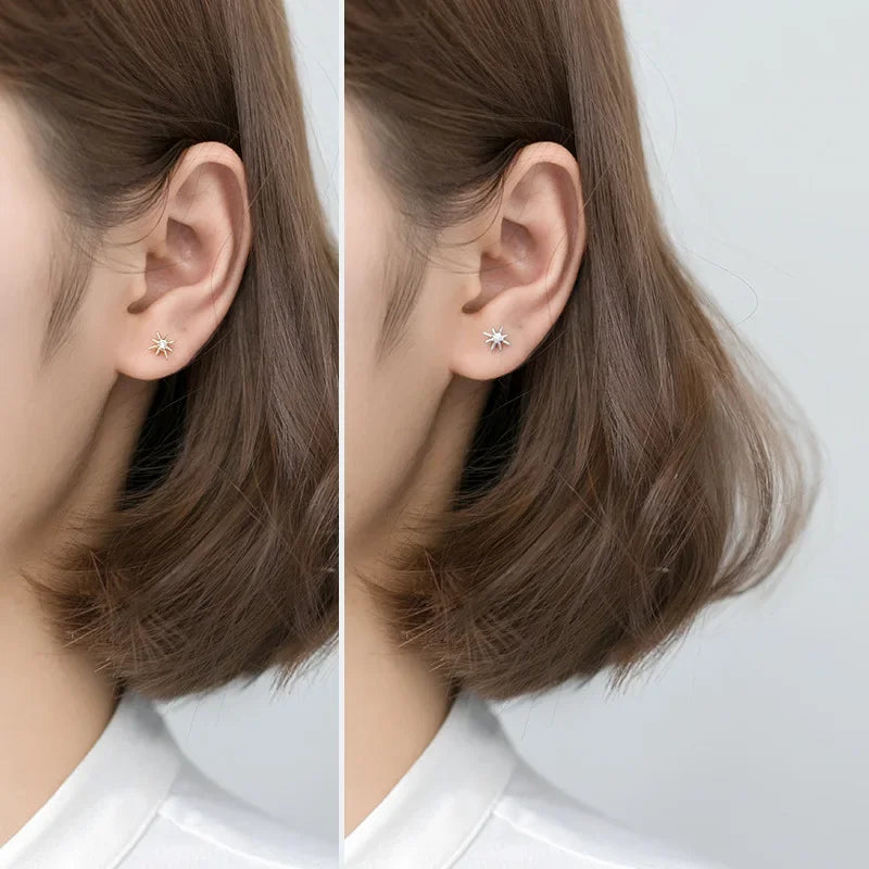 Trusta 100% 925 Sterling Silver Stud Earrings Star Ray New Style Fine Real Silver Jewelry for Daughter Birthday Gift DS1350