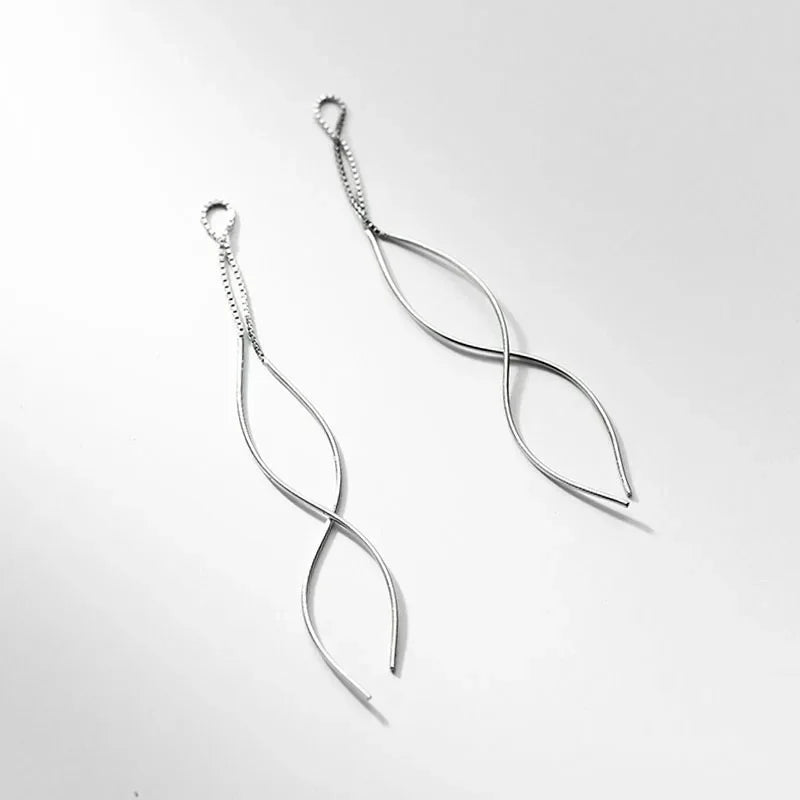 Dangle Earrings 12cm Chain Linked Double Stick DB1151