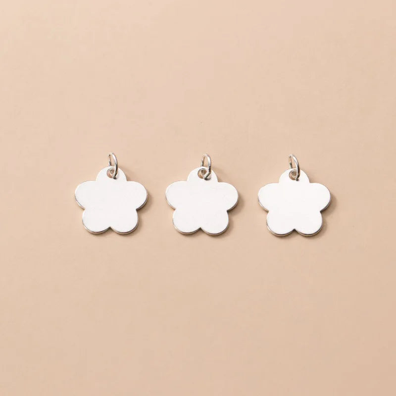 TrustDavis Real 925 Sterling Silver Glossy Flower Charm Pendant for Making Necklace Handmade DIY Accessories Fine Jewelry DZ1804