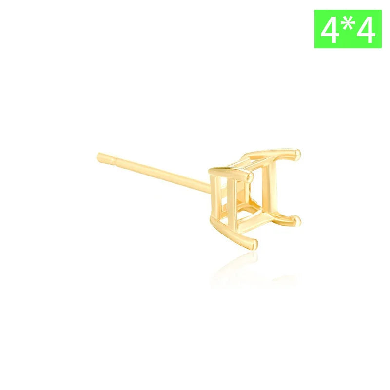 TrustDavis Real 925 Sterling Silver fashion Four clawed square earring ear rest Handmade DIY Accessories Wholesale DZ1761