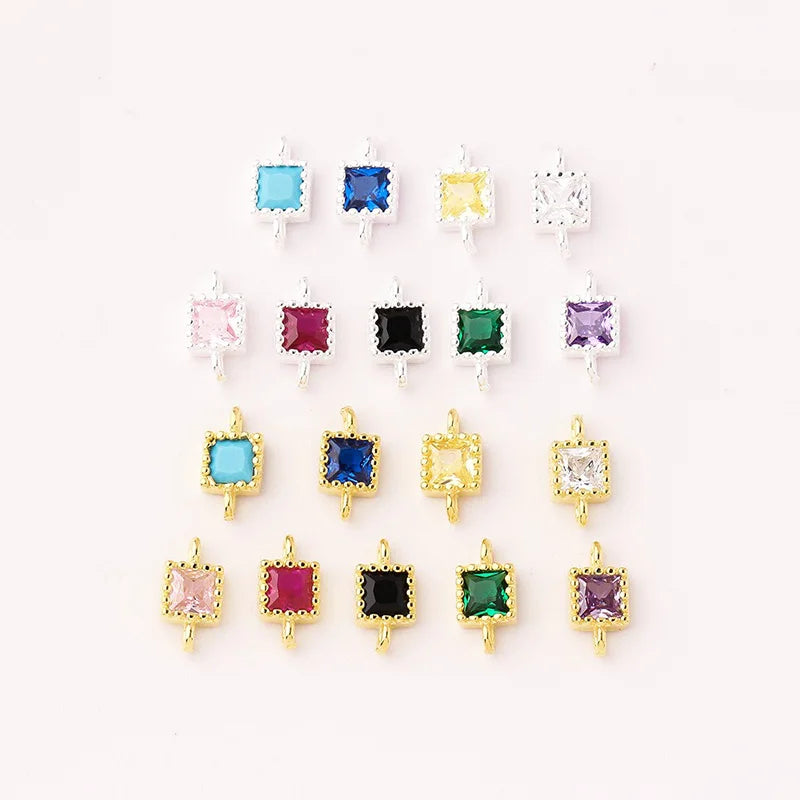 Simple Double Ring Square Charm Pendant Handmade DIY Accessories DZ1659