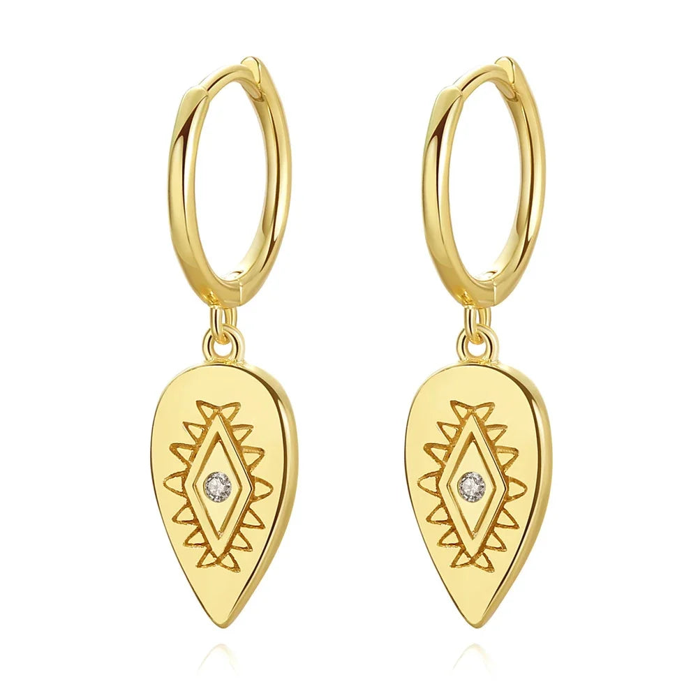 Geometry Water Drop Eyes Dangle Hoop Earring DA872