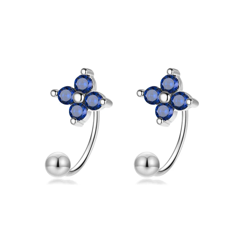 Flower Bowknot Beads Screw Stud Earrings DA2412