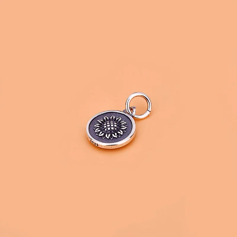 Round Coin Sunflower Charm Pendant DIY Necklace Bracelet Accessories HY636