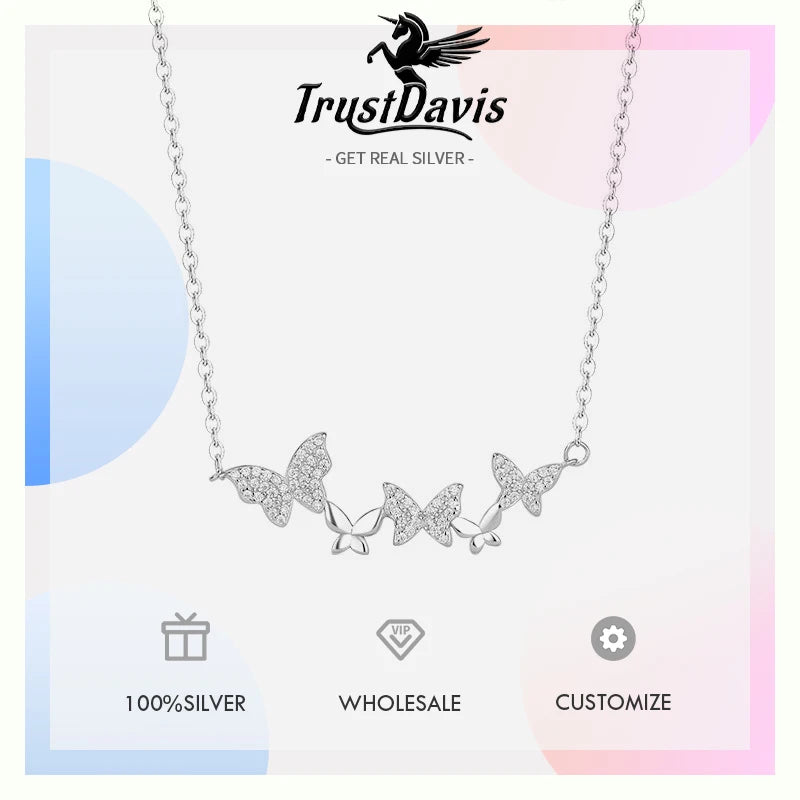 Butterfly Zircon Necklace for Women Girls Gift Jewelry DS4238