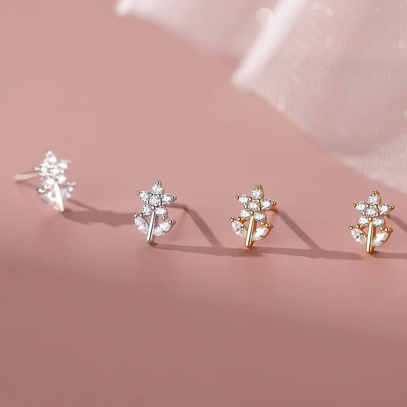 Trustdavis Kids Tiny Real 925 Sterling Silver Sweet Flower Stud Earrings for Sweet Women Girls Fine S925 Jewelry DS3899