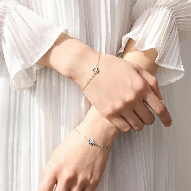 925 Sterling Silver Round Eye CZ Bracelet DS966