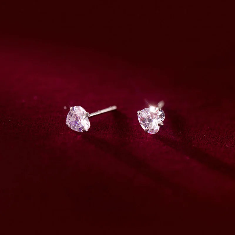 Heart Dazzling Mini Stud Earrings For Women Fine Jewelry DS1181