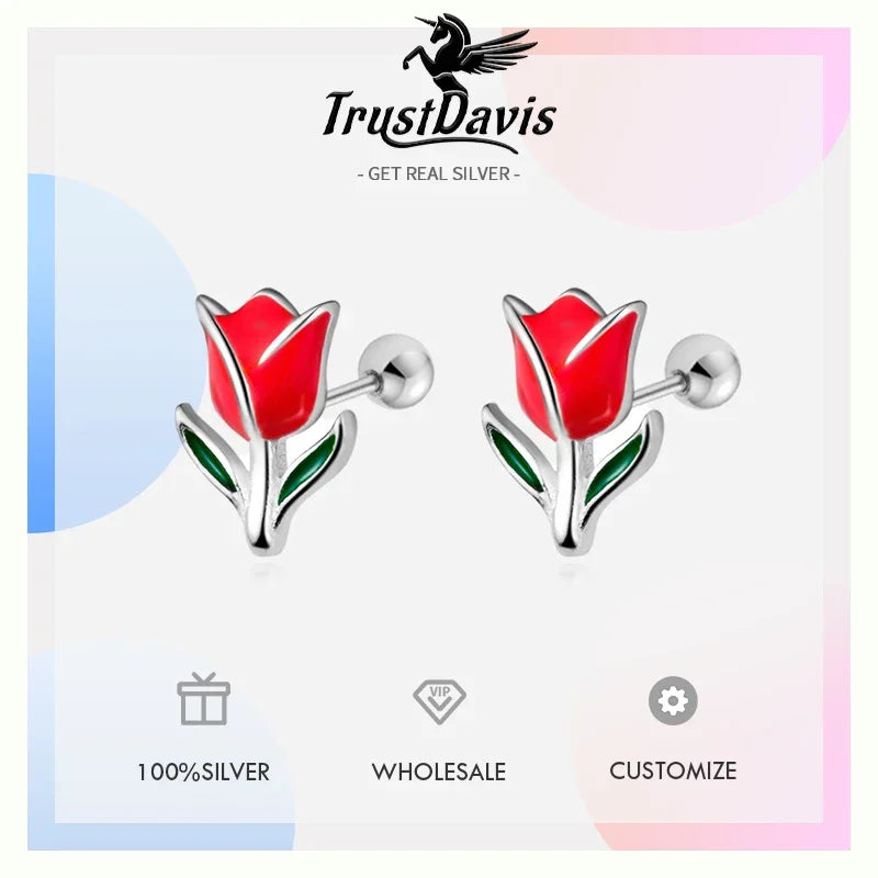 Flower Screw Stud Earrings DS4038