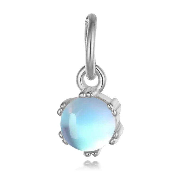 TrustDavis Real 925 Sterling Silver Fashion Round Moonstone Charm Pendant Handmade DIY Accessories Fine Jewelry Wholesale HY316