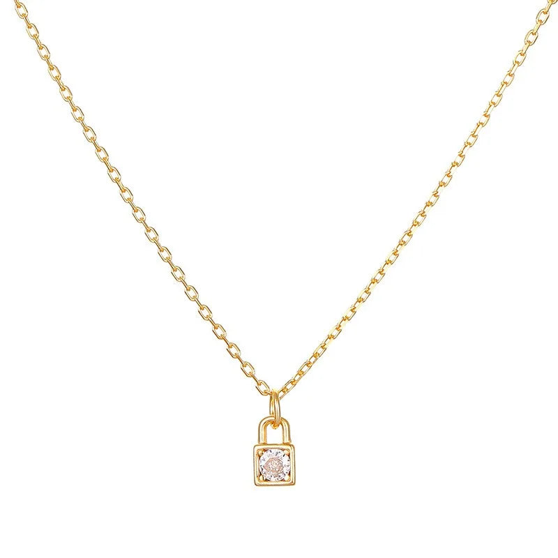 Lock Zircon Necklace DS4824