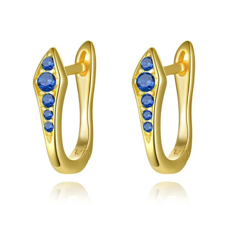 TrustDavis Girls 925 Sterling Silver Fine Colored Zircon Hoop Earrings for Women Lady Wedding Party Fine S925 Jewelry DS4324