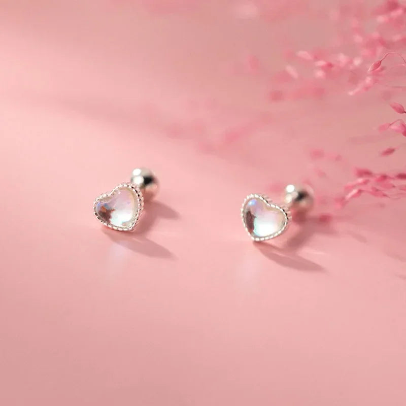 Heart Synthesis Coloured Glaze Screw Stud Earrings DB514