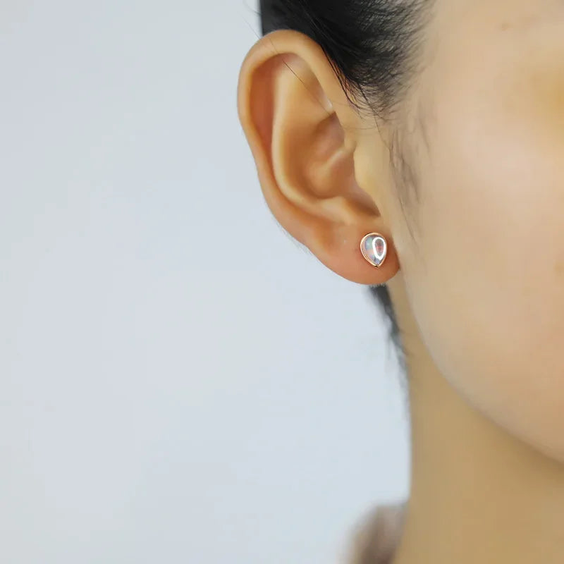 TrustDavis Real 925 Sterling Silver Synthetic Coloured Glaze Water Drop Charm Stud Earrings For Women Wedding Fine Jewelry DB390
