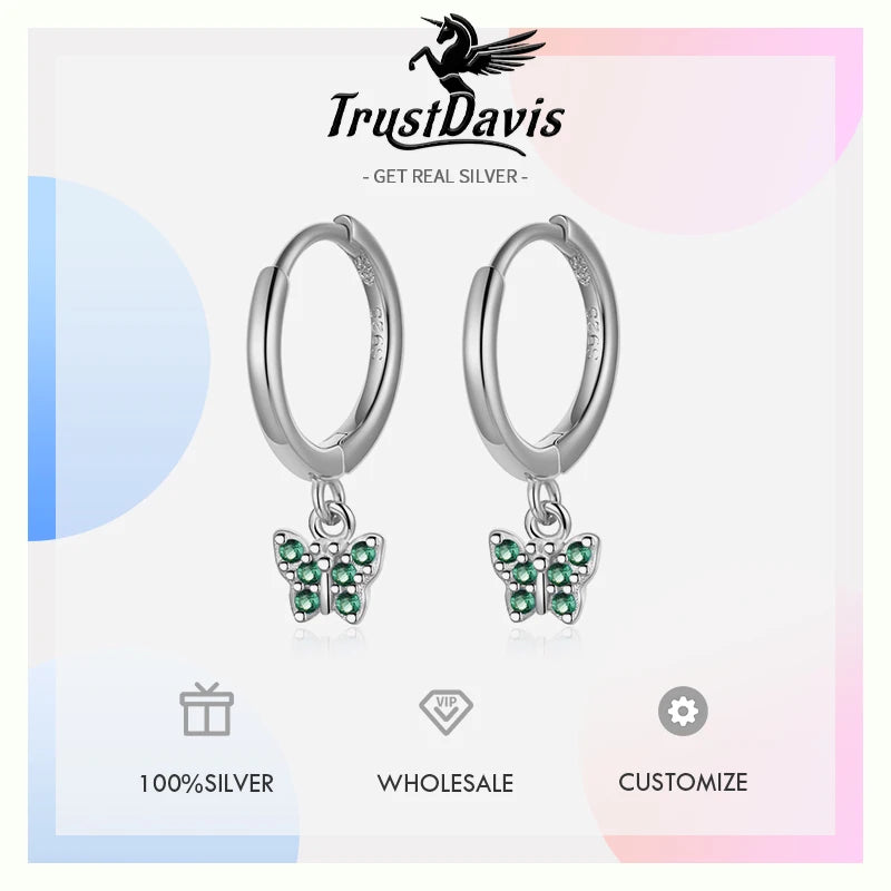 Hoop Earrings Charm Butterfly Zircon DS4116