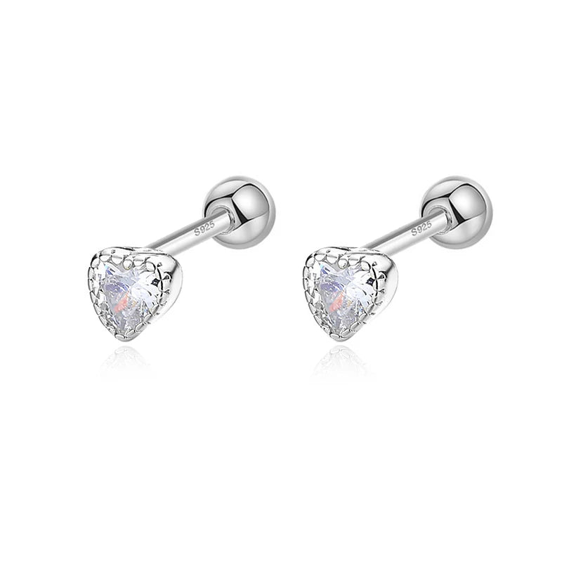 Geometric Star Colour CZ Screw Stud Earrings For Women Wedding Fine Jewelry DA052