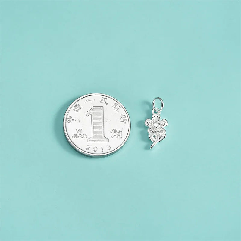TrustDavis Real 925 Sterling Silver Pendant Handmade DIY Necklace Flower Exquisite Accessories Fine S925 Jewelry Gift DZ1820