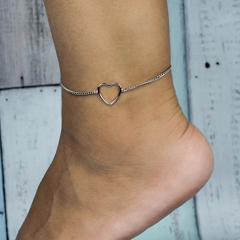 Trustdavis 925 Sterling Silver Fashion Women's Jewelry Romantic Heart Chain Anklets For Wife Best Friend Drop Shipping DA1169