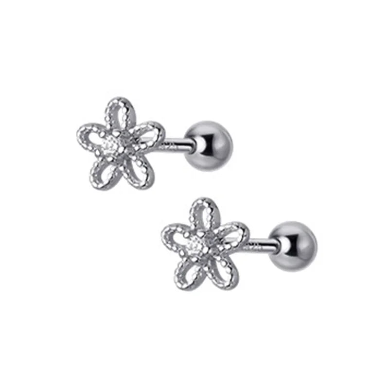 Minimalist Sweet Flower Bead Screw Stud Earring DS543