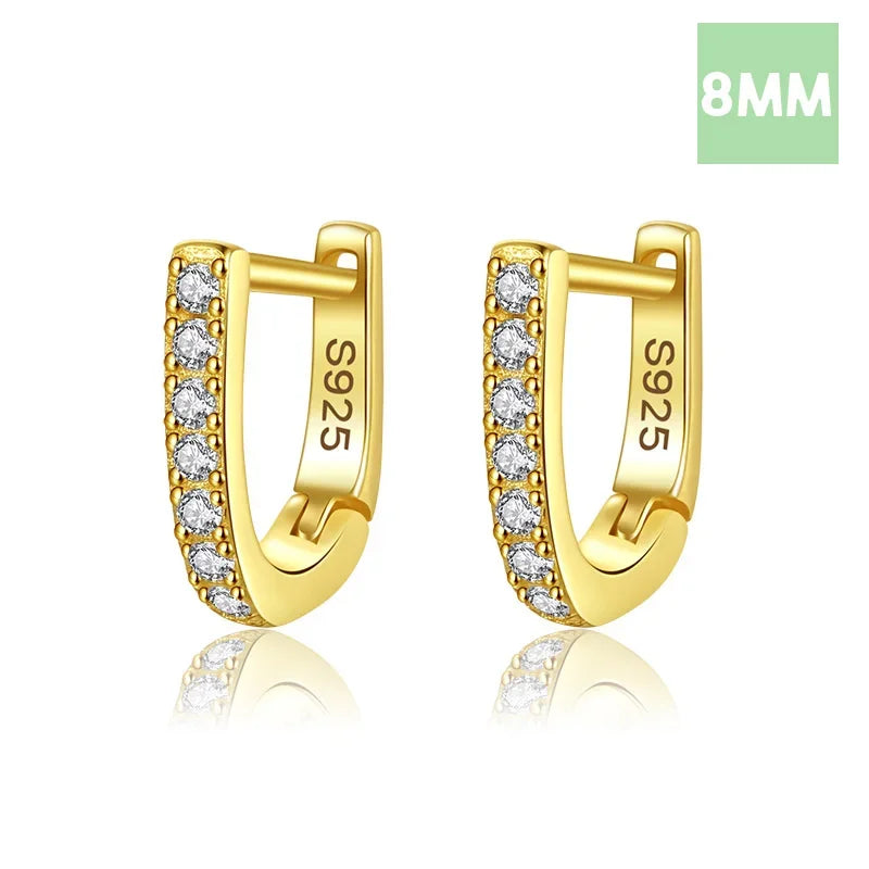 925 Sterling Silve Fashion Minimalist Geometric Zircon Gothic Hoop Earrings DA2723