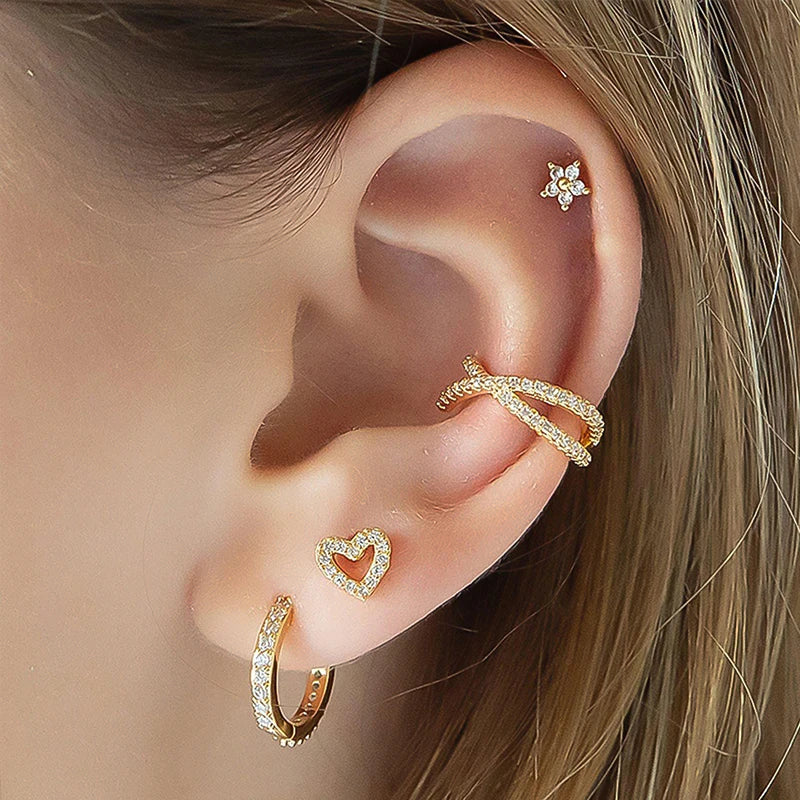Geometric Zircon Screw Stud Earrings DS4644
