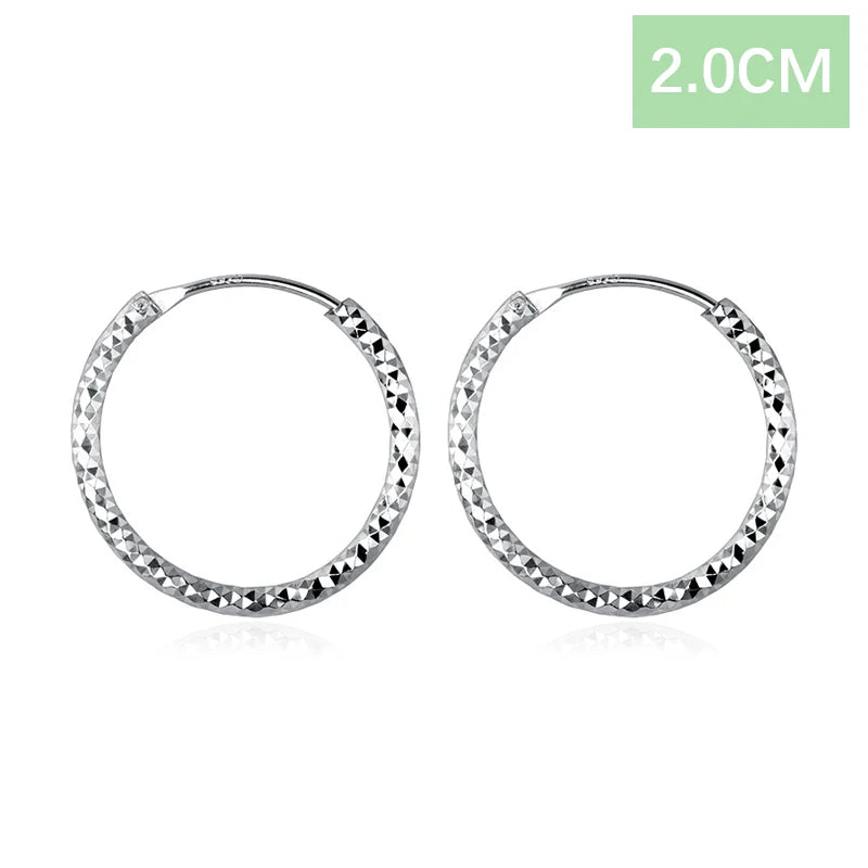 TrustDavis Real 925 Sterling Silver Shiny Hoop Earrings for Women Office Lady Girls Fine 925 Jewelry Wholesale DS3606