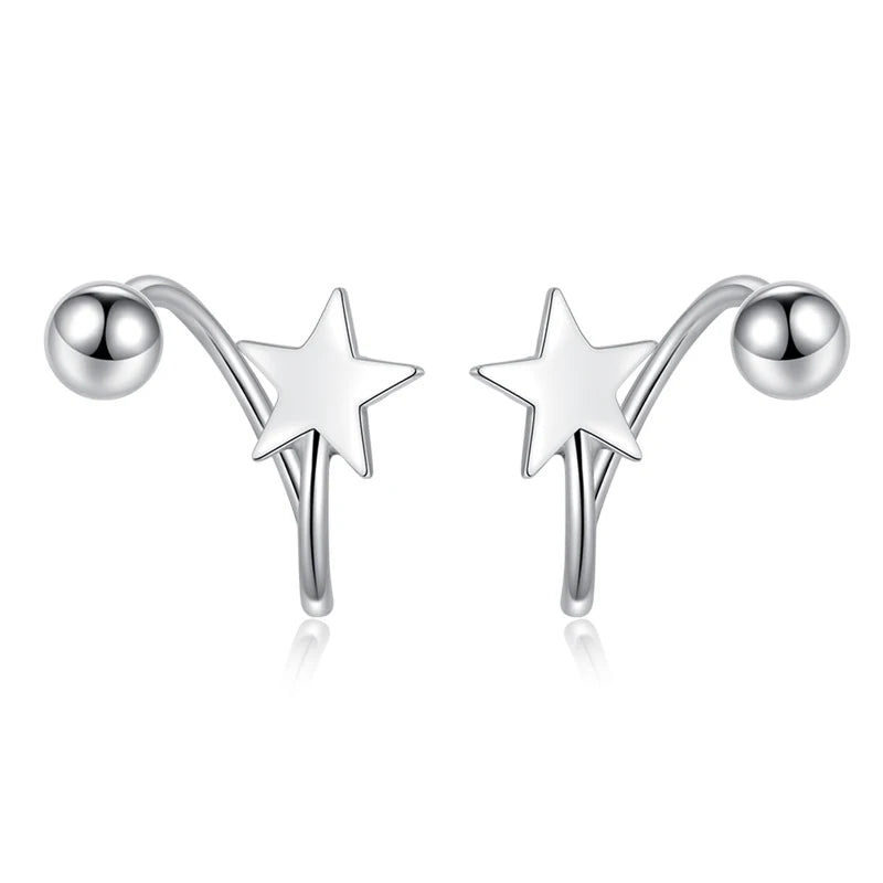 Trustdavis Real 925 Sterling Silver Spiral Star Stud Earrings Women Girls Daughter Birthday Party Gift Jewelry DS4395