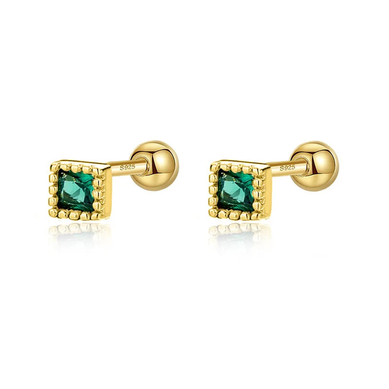 Geometric Star Colour CZ Screw Stud Earrings For Women Wedding Fine Jewelry DA052