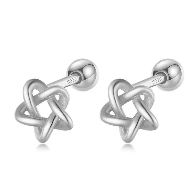 TrustDavis Real 925 Sterling Silver Screw Stud Earrings Fashion Hollow Star Beads Earring For Women Wedding Fine Jewelry DA2557