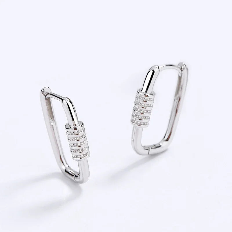 TrustDavis Real 925 Sterling Silver 2022 Cute Rectangle Charm Hoop Earrings For Daughter Girls Birthday Gift Fine Jewelry DG0075