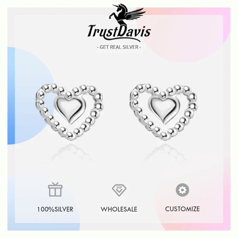925 Sterling Silver Fashion Cute Romantic Love Stud Earrings DS4075