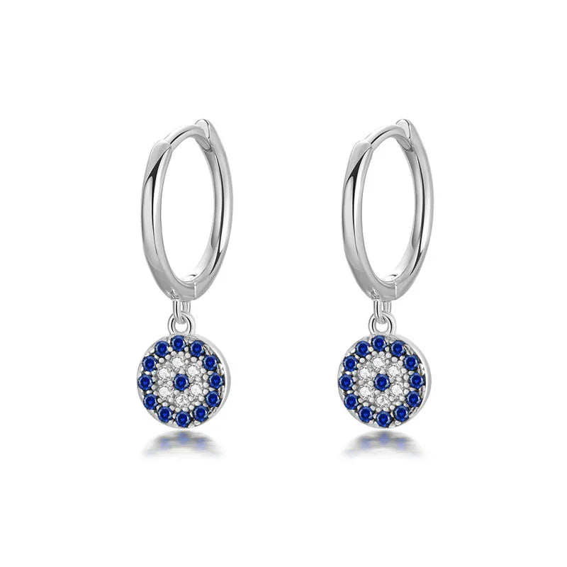 Shining Blue White Eye Earring Hoop Earrings ED400