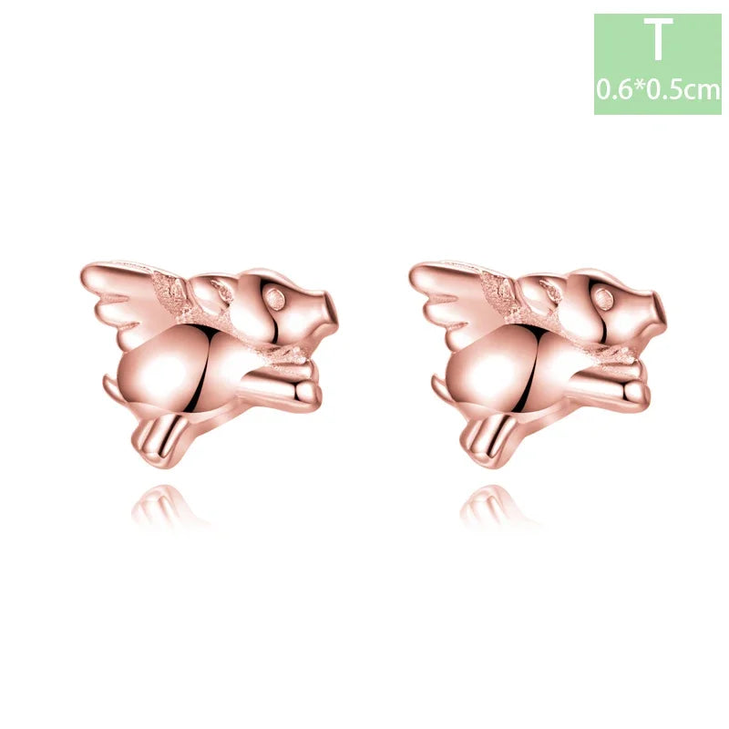 Trustdavis Real 925 Sterling Silver Chinese Zodiac Signs Screw Stud Earrings For Women Daughter Birthday Gift Jewelry DS4430