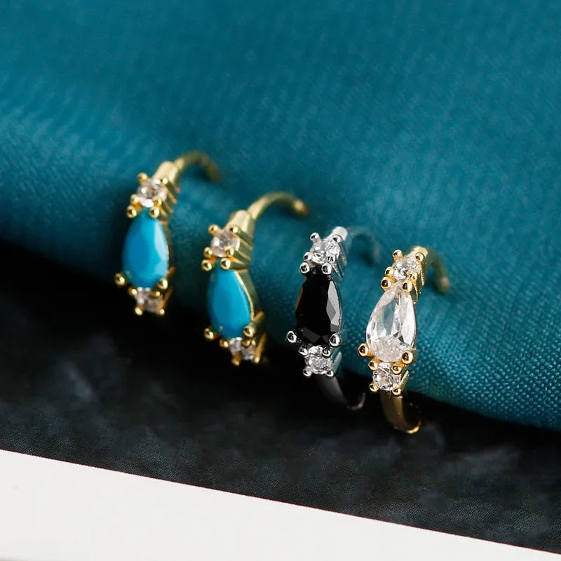 TrustDavis Real 925 Sterling Silver Water Drop Hoop Earrings For Women Wedding Christmas Gift Fine Dazzling CZ Jewelry DA2735