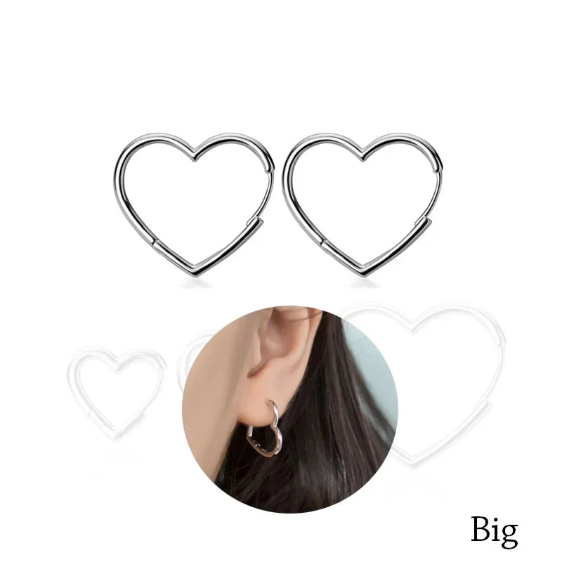 TrustDaivs Heart Hoop Earrings 925 Sterling Silver Heart Hoop Geometric Ear Cuff Clip On Earring For Women Girl Piercing DS2434