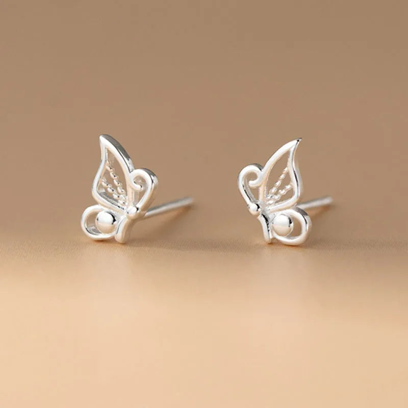 Butterfly Wing Silver Stud Earrings DS4892