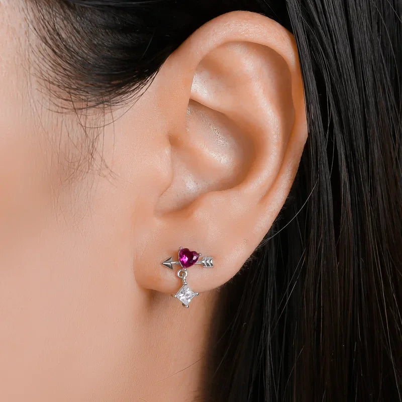Heart Arrow Shiny Screw Stud Earrings DF236