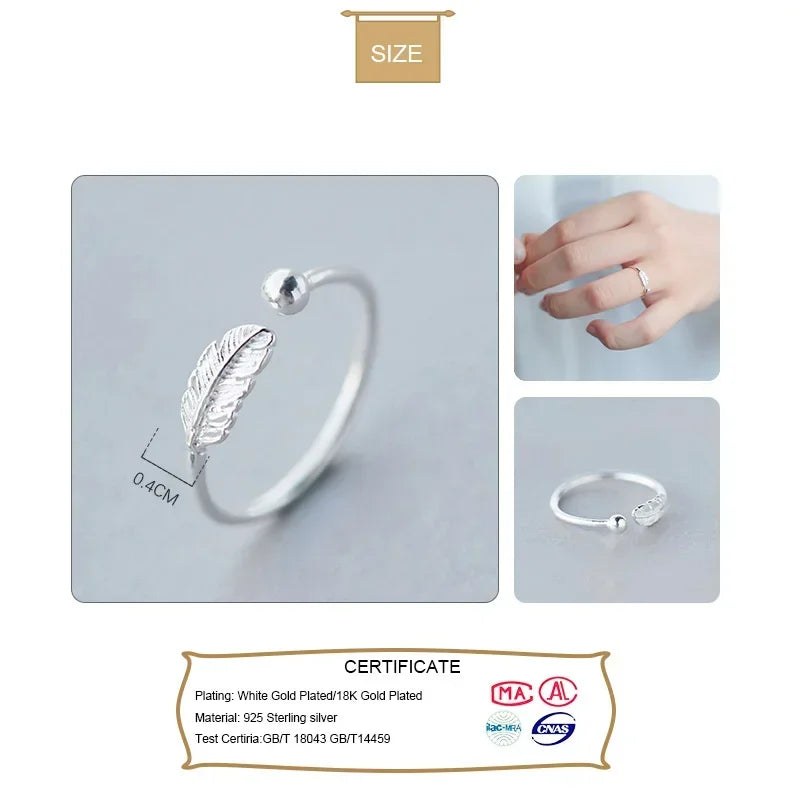 Feather Cocktail Opening Finger Ring Sizable DS172