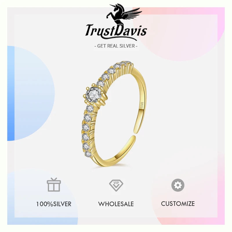 925 Sterling Silver Geometric Zircon Open Ring DS4112