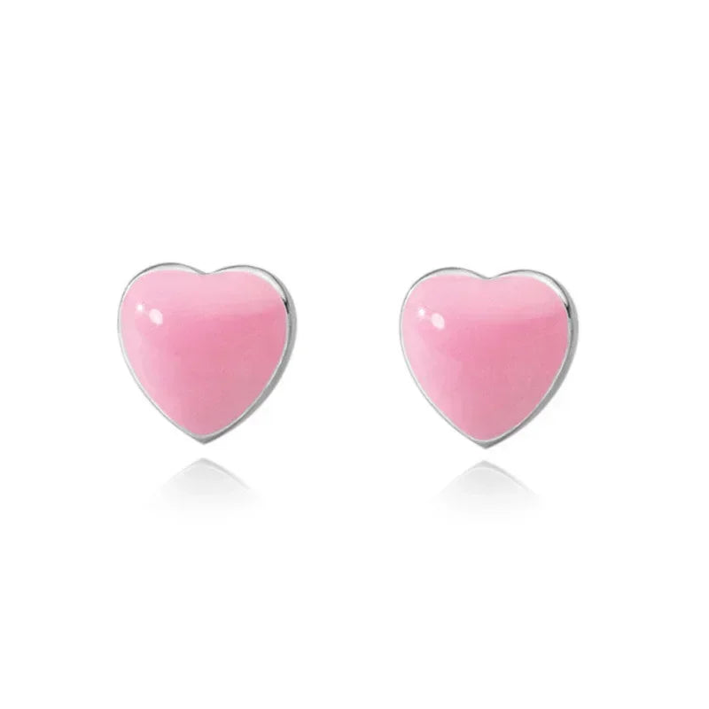 Trustdavis Girls Real 925 Sterling Silver Sweet Heart Stud Earrings Girls Daughter Birthday Party Gift Jewelry DS4279