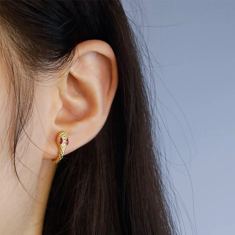 TrustDavis Girls 925 Sterling Silver Snake Design Hoop Earrings for Women Lady Wedding Party Fine S925 Jewelry DS4315