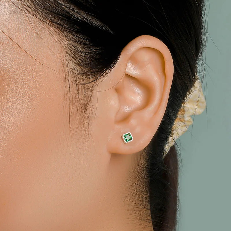 TrustDavis 100% 925 Sterling Silver Square Zircon CZ Screw Stud Earrings for Daughter Girls Fine Jewelry Gift DF2043